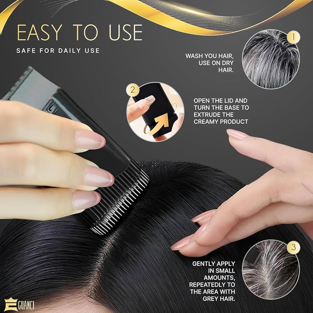 Instant Hair Dye Stick with Built-in Comb